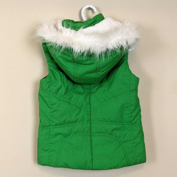 PLACE Girls Green Vest with Hood Side 7/8 - Picture 1 of 15
